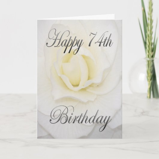 Carte Joyeux 74e anniversaire Fleur Blanche (Devant)