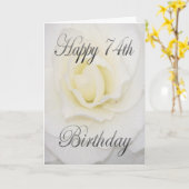 Carte Joyeux 74e anniversaire Fleur Blanche (Fleur jaune)