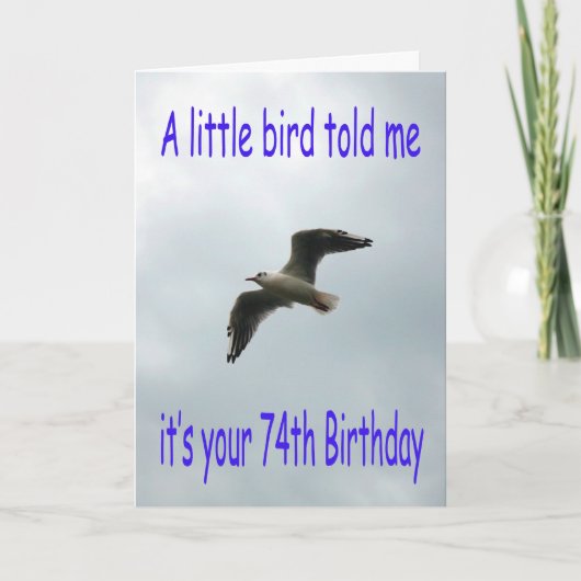 Carte Joyeux 74e anniversaire vol oiseau de mouette (Devant)