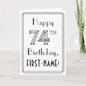 Carte Joyeux 74ème anniversaire, Art Déco Style avec Nom (Devant)