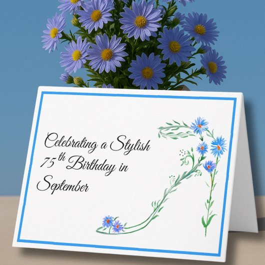 Carte Joyeux 75 Septembre Anniversaire des fleurs d'aste