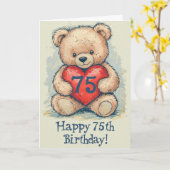 Carte Joyeux 75e anniversaire (Fleur jaune)