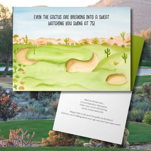 Carte Joyeux 75e anniversaire Desert Golf Course aquarel