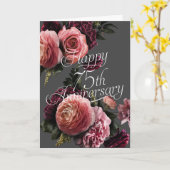 Carte Joyeux 75e anniversaire - Élégant anniversaire flo (Fleur jaune)