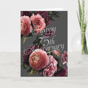 Carte Joyeux 75e anniversaire - Élégant anniversaire flo