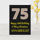 Carte Joyeux 75e anniversaire et Joyeux Noël, Nom person (Fleur jaune)