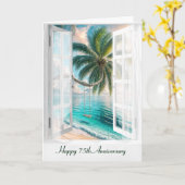 Carte Joyeux 75e anniversaire Tropical Window (Fleur jaune)