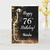 Carte Joyeux 76e anniversaire Black and Gold Parties sci (Fleur jaune)