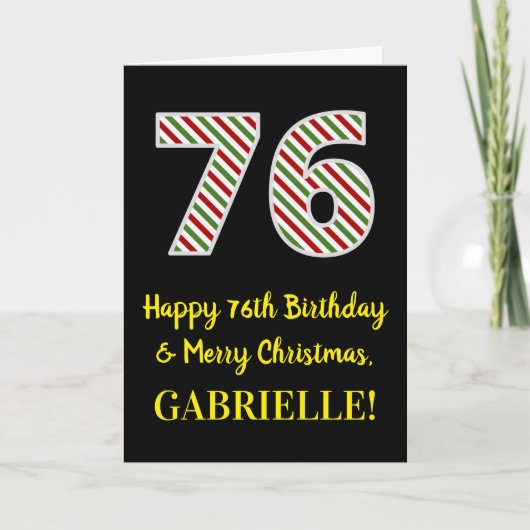 Carte Joyeux 76e anniversaire & Joyeux Noël, Nom personn (Devant)
