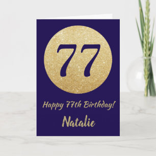 Carte Joyeux 77e anniversaire Marine Parties scintillant
