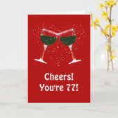 Carte Joyeux 77ème anniversaire avec du vin (Fleur jaune)