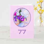 Carte Joyeux 77ème anniversaire avec un tableau de fleur (Fleur jaune)