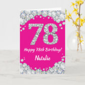 Carte Joyeux 78e anniversaire Hot rose et Parties scinti (Fleur jaune)