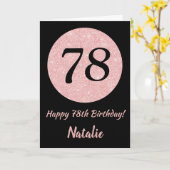 Carte Joyeux 78e anniversaire Noir et Rose Or rose (Fleur jaune)