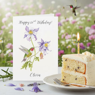 Carte Joyeux 78ème Anniversaire Columbine avec Colibri