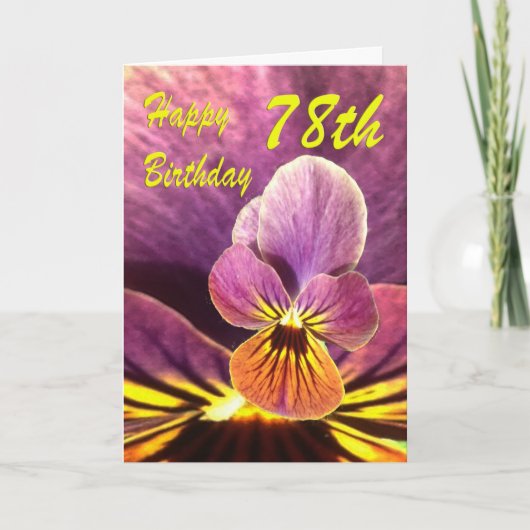 Carte Joyeux 78ème Anniversaire Fleur Pensée (Devant)