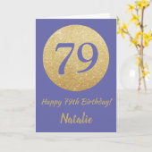 Carte Joyeux 79e anniversaire et Parties scintillant d'o (Fleur jaune)
