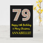 Carte Joyeux 79e anniversaire & Joyeux Noël, Nom personn (Fleur jaune)