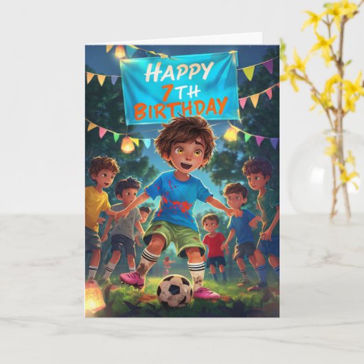 Carte Joyeux 7e anniversaire (Fleur jaune)