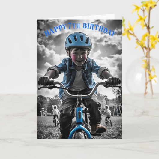 Carte Joyeux 7e anniversaire (Fleur jaune)