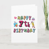 Carte Joyeux 7e anniversaire 7 ans souhaits (Devant)