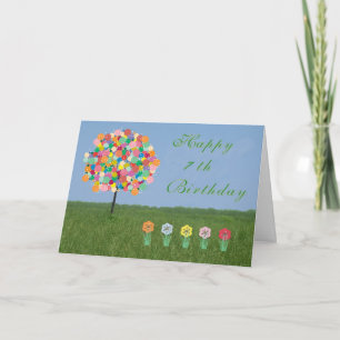 Carte Joyeux 7e anniversaire, Bubblegum Tree