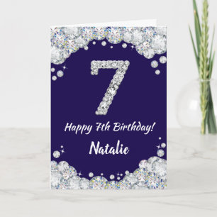 Carte Joyeux 7e anniversaire Marine Parties scintillant