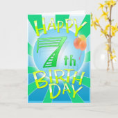 Carte Joyeux 7ème anniversaire (Fleur jaune)