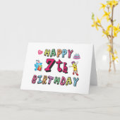 Carte Joyeux 7ème anniversaire. 7 ans. (Fleur jaune)