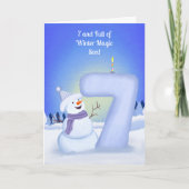 Carte Joyeux 7ème Anniversaire Bonhomme de Neige (Devant)