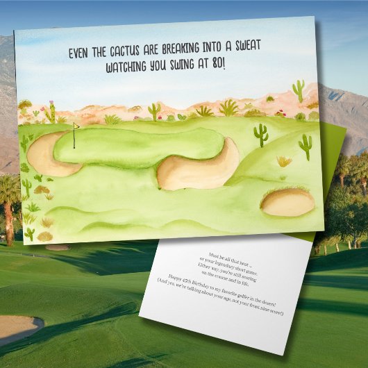 Carte Joyeux 80e anniversaire Desert Golf Course aquarel