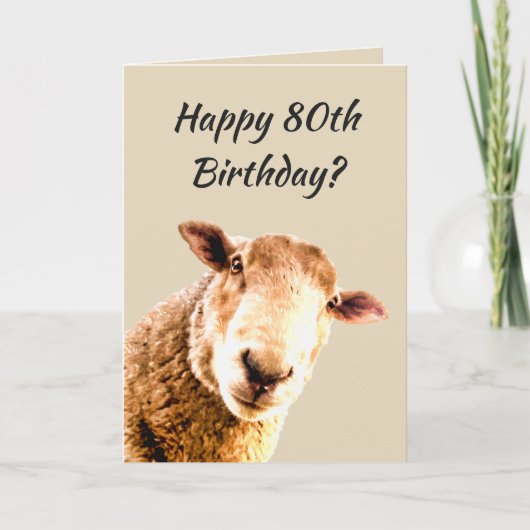 Carte Joyeux 80e anniversaire Funny Sheep Humour animal (Devant)
