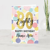 Carte Joyeux 80e anniversaire Pastel Rainbow Gold Woman (Devant)