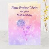 Carte Joyeux 80e anniversaire Salutation (Fleur jaune)