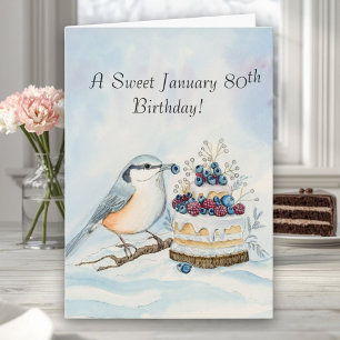 Carte Joyeux 80e anniversaire Sittelle