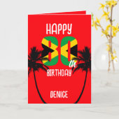 Carte Joyeux 80ème anniversaire en Jamaïque (Fleur jaune)