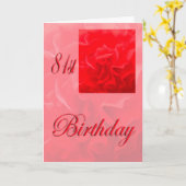 Carte Joyeux 81e Anniversaire Dianthus Fleur Rouge (Fleur jaune)