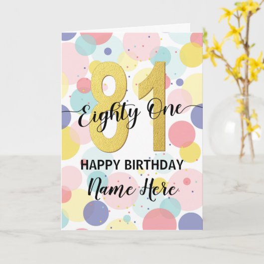 Carte Joyeux 81e anniversaire Pastel Arc-en-ciel et fill (Fleur jaune)