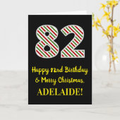 Carte Joyeux 82e anniversaire & Joyeux Noël, Nom personn (Fleur jaune)