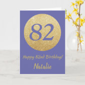 Carte Joyeux 82e anniversaire Very Peri et Parties scint (Fleur jaune)