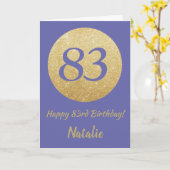 Carte Joyeux 83e anniversaire Very Peri et Parties scint (Fleur jaune)