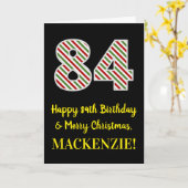 Carte Joyeux 84e anniversaire & Joyeux Noël, Nom personn (Fleur jaune)