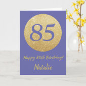 Carte Joyeux 85e Anniversaire et Paillettes Dorées (Fleur jaune)