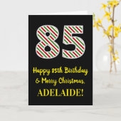 Carte Joyeux 85e anniversaire & Joyeux Noël, Nom personn (Fleur jaune)