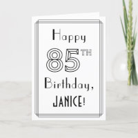 Joyeux 85e anniversaire, style Art déco avec nom p