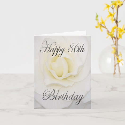 Carte Joyeux 86e anniversaire Fleur blanche (Fleur jaune)