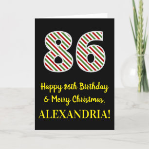 Carte Joyeux 86e anniversaire & Joyeux Noël, Nom personn