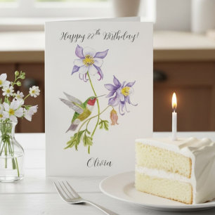 Carte Joyeux 88e Anniversaire Columbine avec Hummingbird