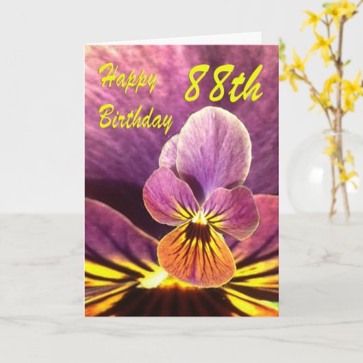 Carte Joyeux 88e anniversaire de la rançon à fleurs (Fleur jaune)