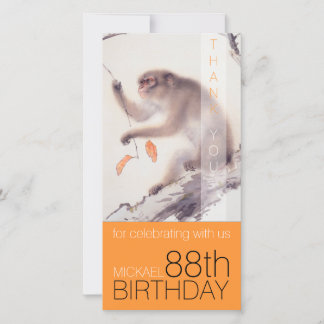Carte Joyeux 88e anniversaire japonais peinture Monkey V